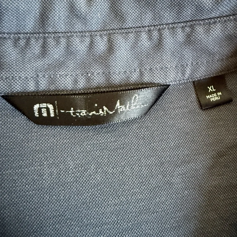 Travis Mathew Men's XL‎ Grey Short Sleeve Golf Polo Shirt American Flag Logo